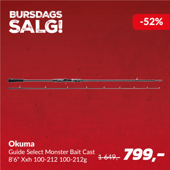 Okuma Guide Select Monster Bait Cast 8'6" Xxh 100-212 100-212g