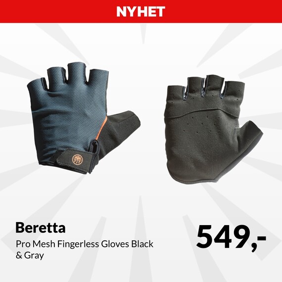 Beretta Pro Mesh Fingerless Gloves Black & Gray