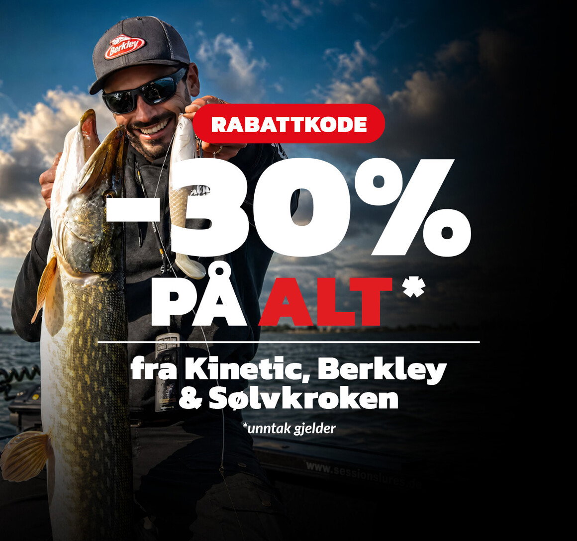 -30% på alt* fra Kinetic, Berkley og Sølvkroken