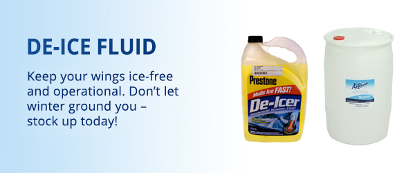 De-Ice Fluid  Keep your wings ice-free and operational. Don’t let winter ground you – stock up today!