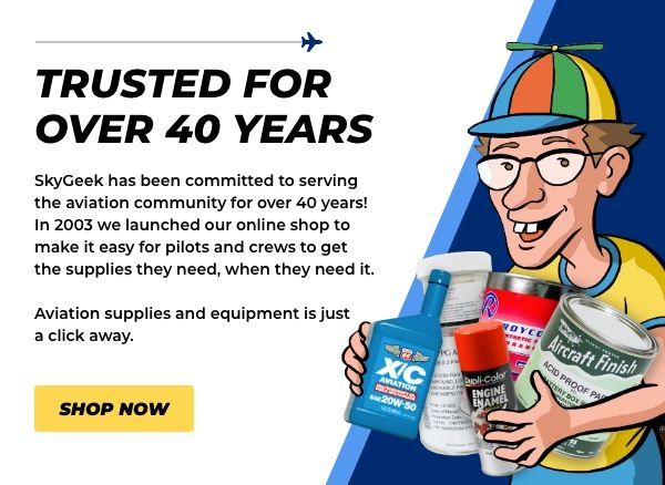 Sky Geek has been committed to serving the aviation community for over 40 years. In 2003, we launched our online shop to make it easy for pilots and crews to get the supplies they need when they need them. Aviation supplies and equipment is just a click away. Shop now.