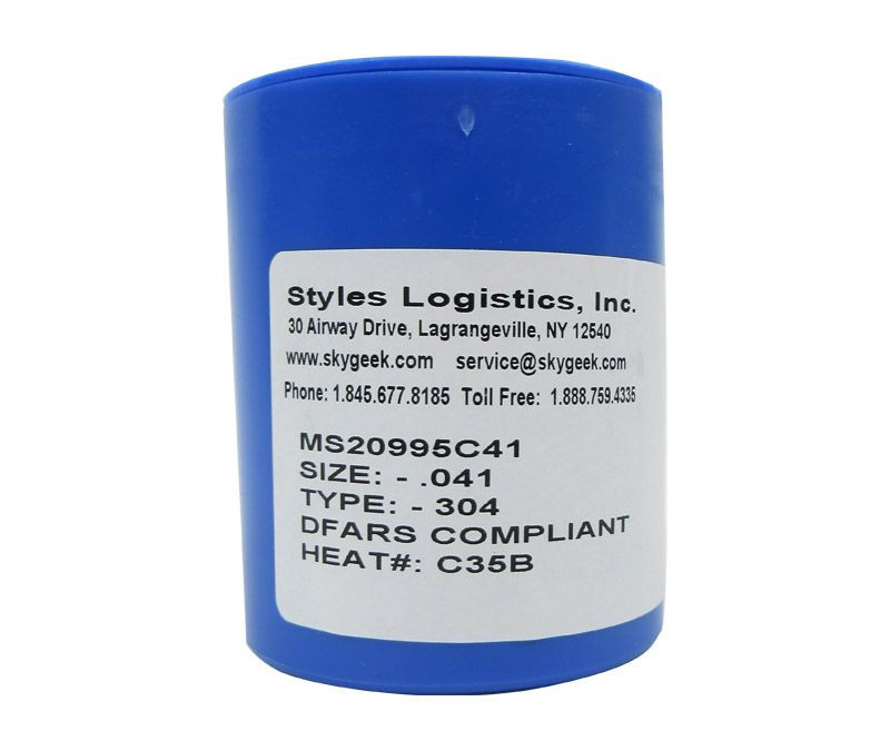 Image of Military Standard MS20995C41 Stainless Steel 0.041" Diameter DFAR 252.225-7009 Compliant Safety Wire - 1 lb Roll