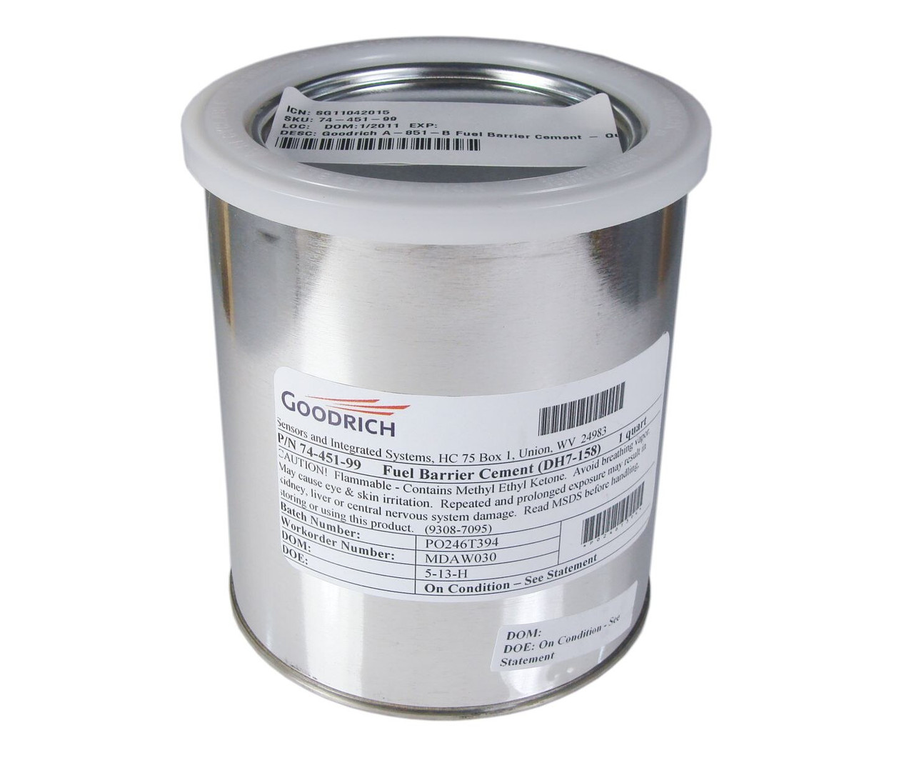 Image of GOODRICH 74-451-99 Fuel Barrier Cement A-851-B - Quart