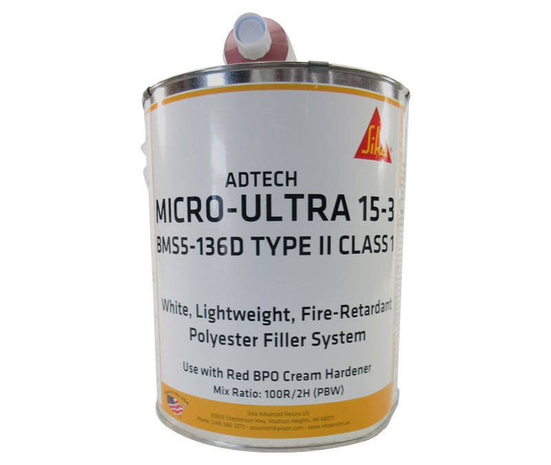 Image of ADTECH Micro-Ultra 15-3 White BMS5-136D Type II, Class I Spec Flame-Retardant Polyester Filler/Fairing Paste - Gallon Kit