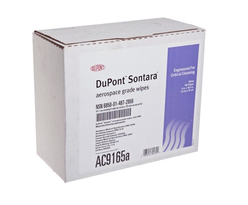 Image of Sontara® AC 9165a White 9" x 16.5" Aerospace Grade Wipes - 100-Wipe Pop-Up Box