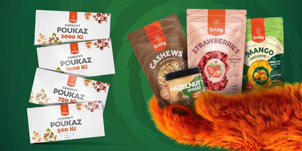 Poukaz do e‑shopu Grizly.cz v hodnotě 500 až 2000 Kč