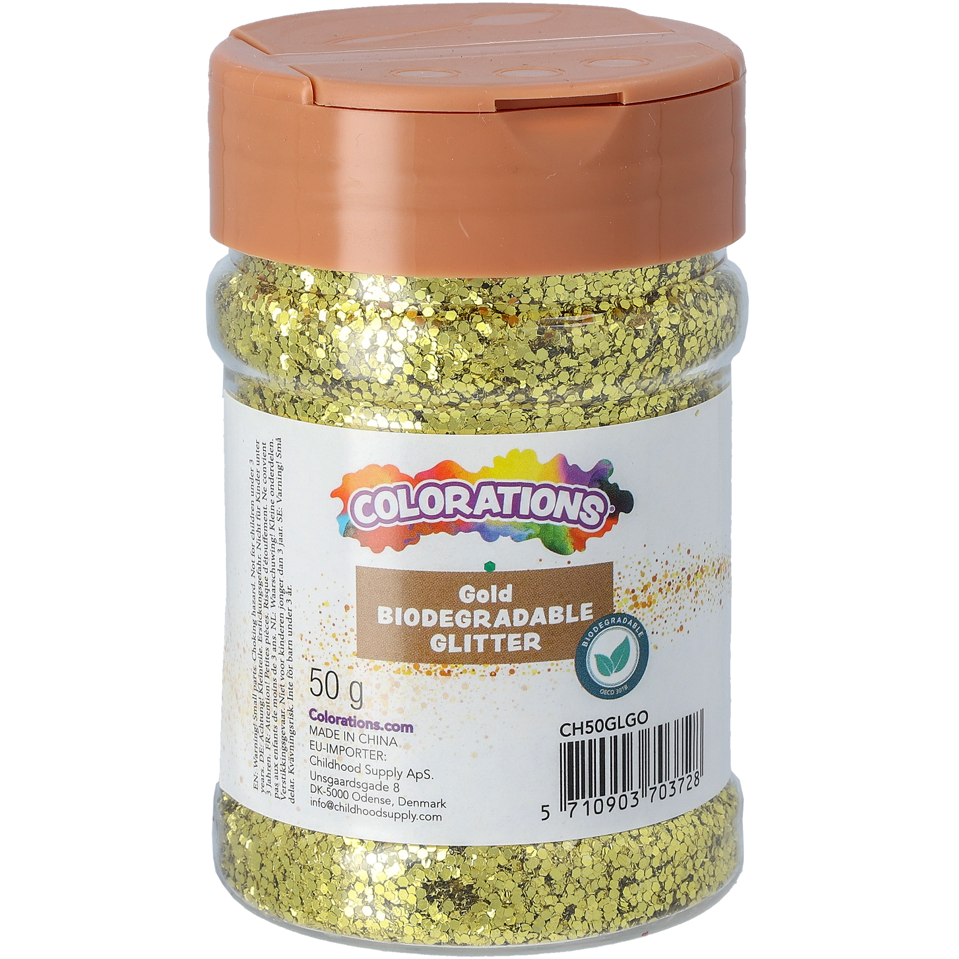 Biologiskt nedbrytbart glitter guld