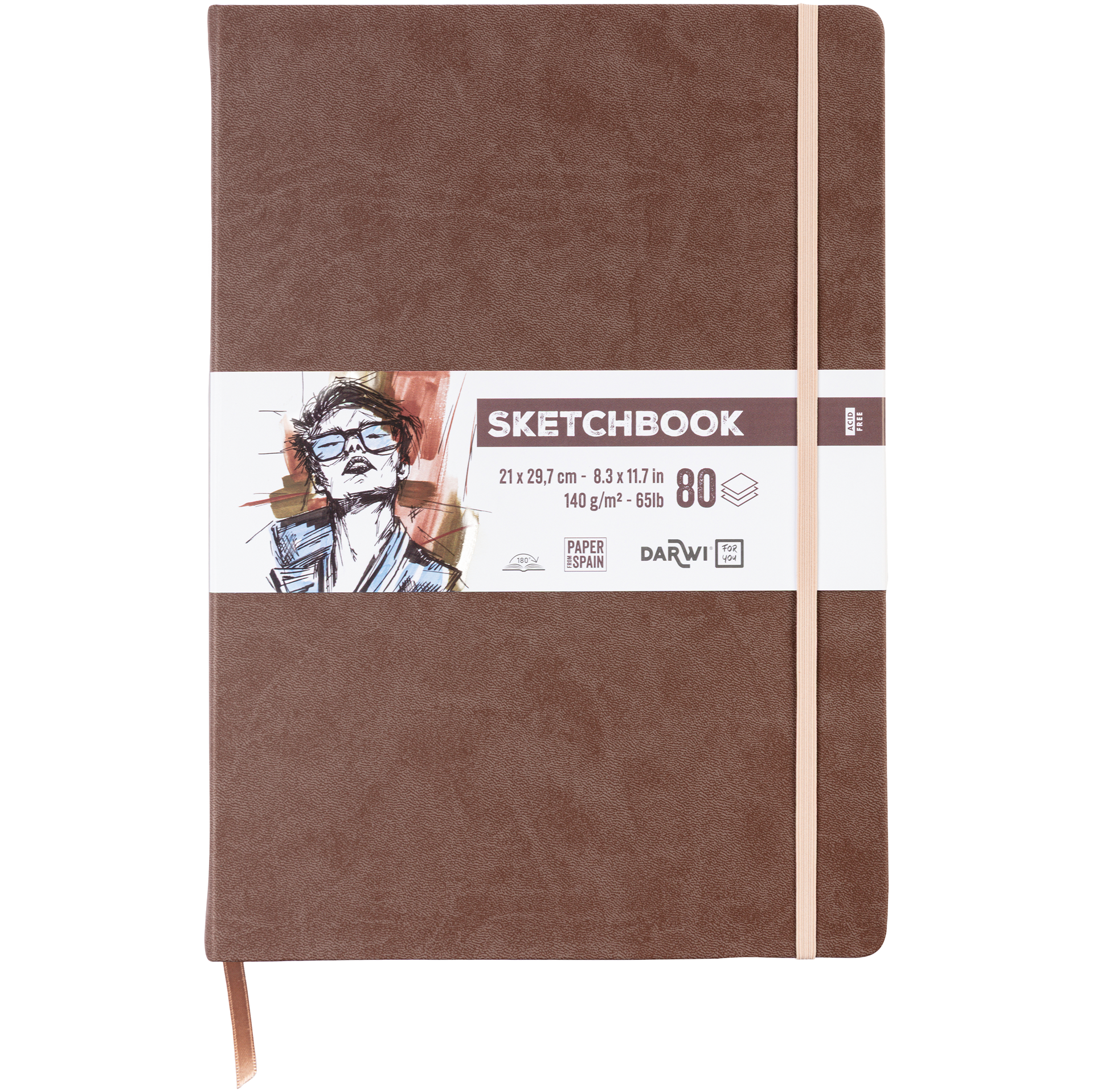 Darwi skissbok A4, brun