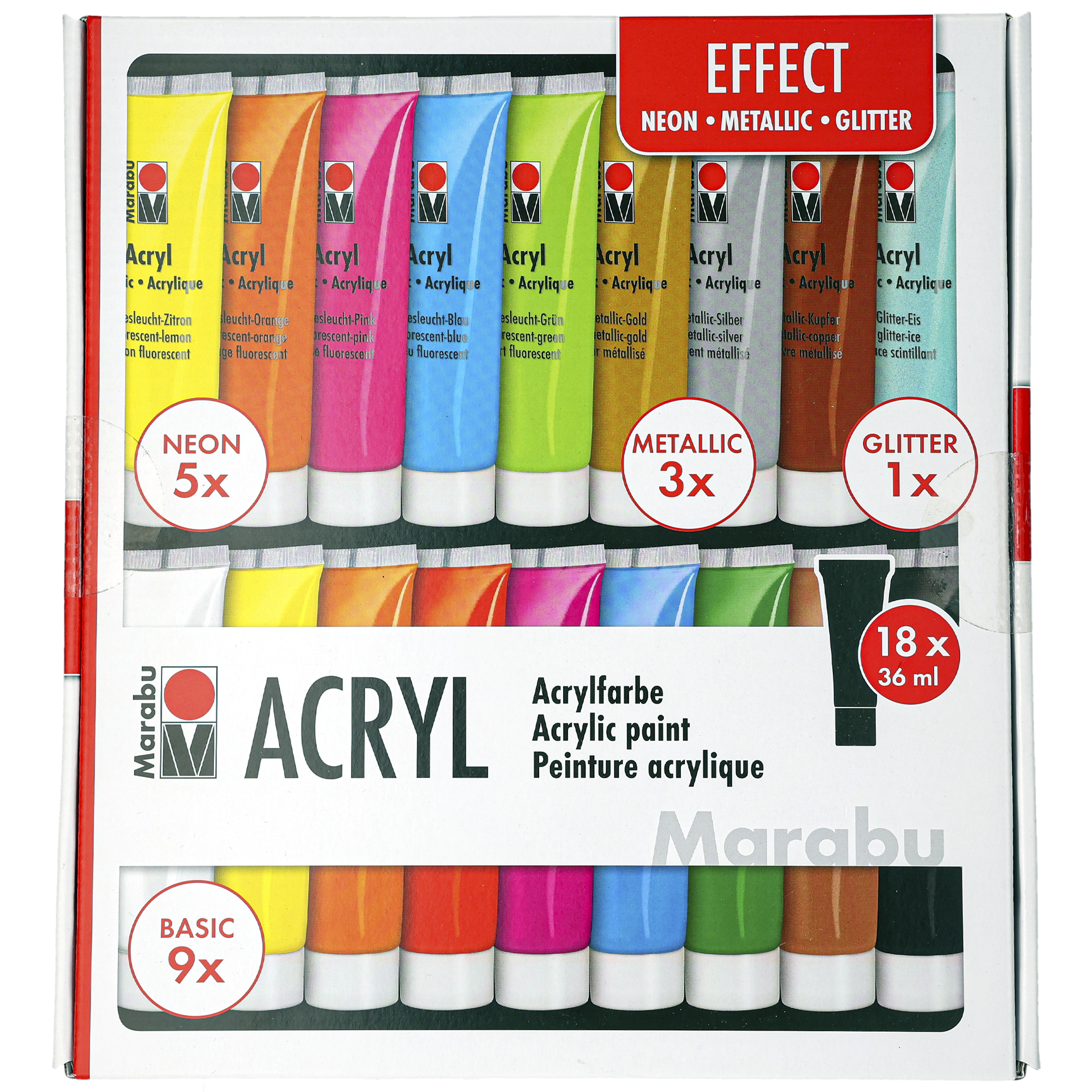 Akrylf&auml;rgsset Effect 18x36 ml
