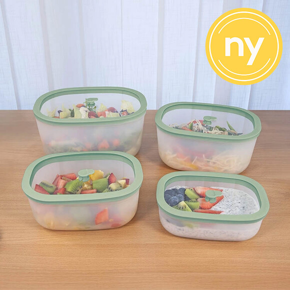 Vakuumlådor med glaslock, set om 4