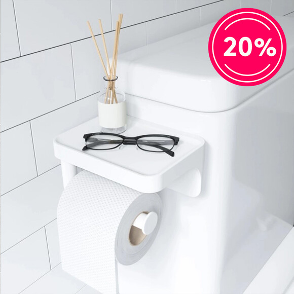Toalettpappershållare med hylla
