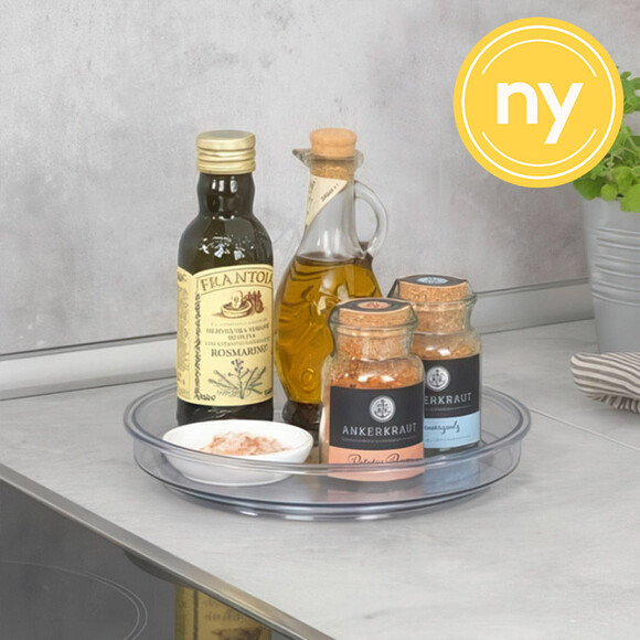 Snurrbricka, Liten, VICTORIA TURNTABLE SMALL, Låg kant, Ø 24 cm, Transparent