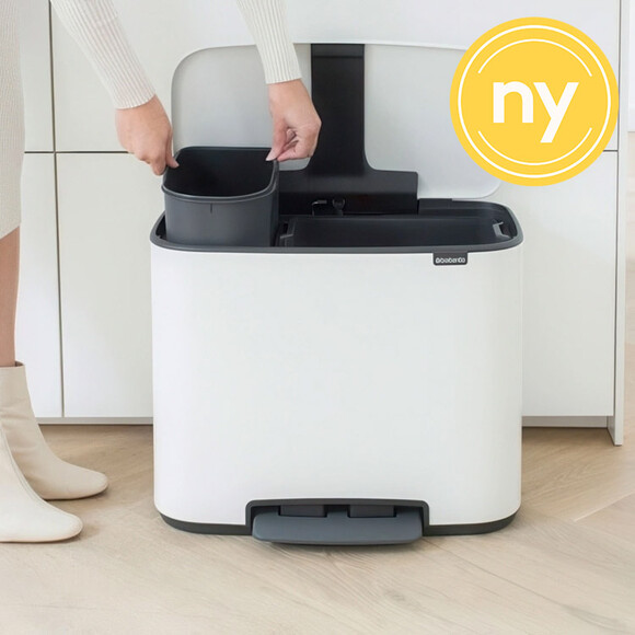 Återvinningsstation, 2 insatser, BRABANTIA BO PEDAL BIN, 23 + 11 L