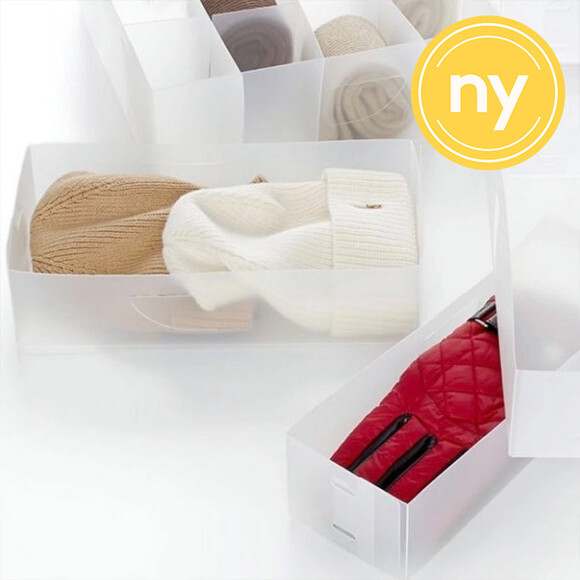 Lådor för sortering, Avlånga, 3 st, DIVISORI PER CASETTI, 30 x 10,5 x H 8 cm, Transparent