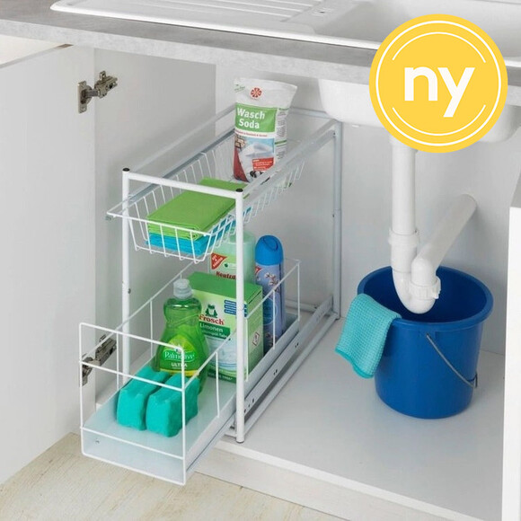 Utdragbara korgar för skåp, WANJA, 45 x 23 x H 45 cm, Vit