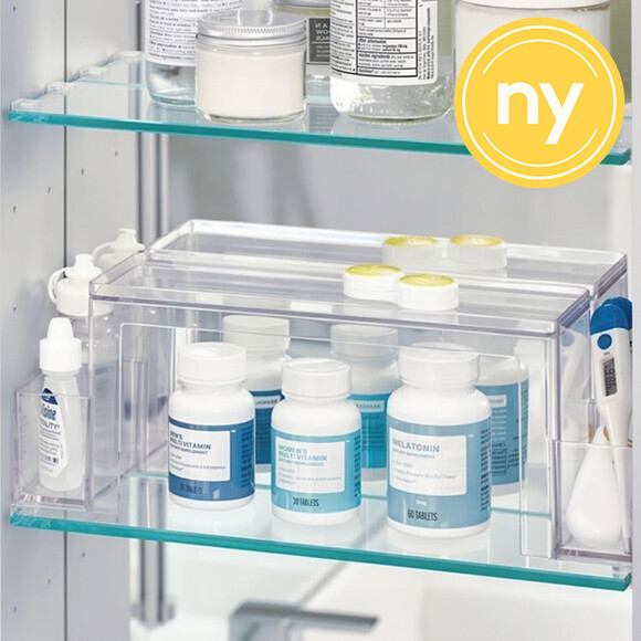 Hylla för badrumsskåpet, THE HOME EDIT 2-TIERD ORGANIZER, 31,8 x 8,3 x H 11,4 cm, Klar