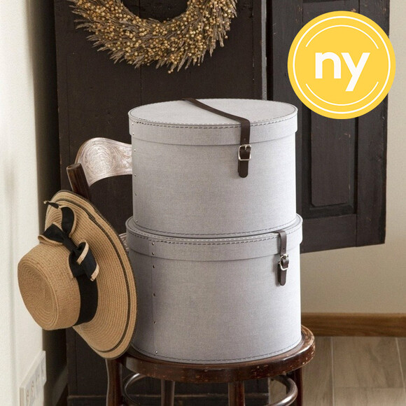 Förvaringsboxar, Runda, 2 st, BIGSO RUT CANVAS, Ø 37,5 och Ø 35,5