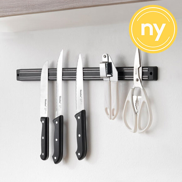 Magnetlist för knivar, MAGNETIC BAR, 33 cm, Svart / Silver