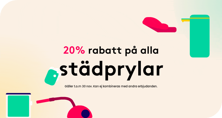 20% p&aring; tv&auml;tt och st&auml;d