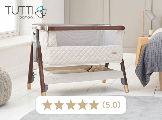 Tutti Bambini CoZee Luxe Bedside Crib Walnut & Cream