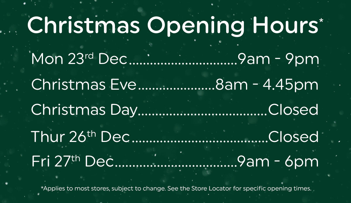 Christmas opening hours