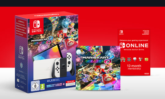 Nintendo Switch OLED White: Mario Kart 8 Deluxe & Nintendo Switch Online 12 Month Pack