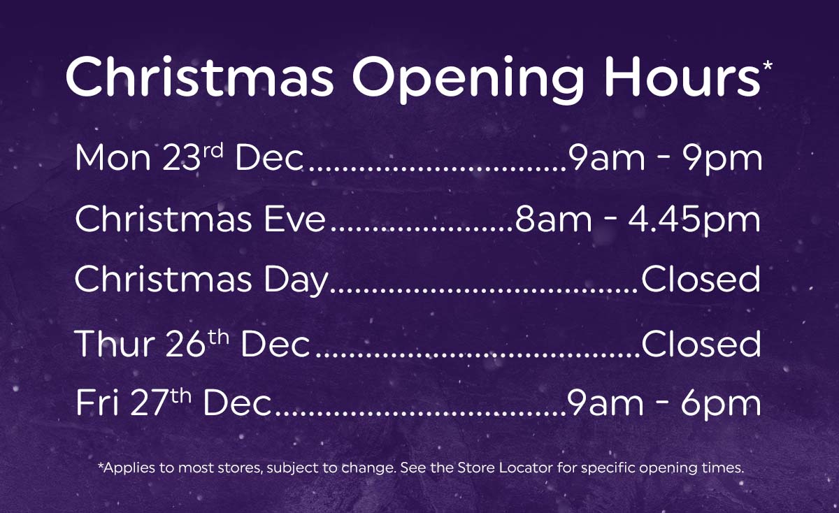 Christmas Opening Hours