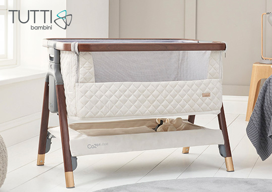 Tutti Bambini CoZee Luxe Bedside Crib Walnut & Cream