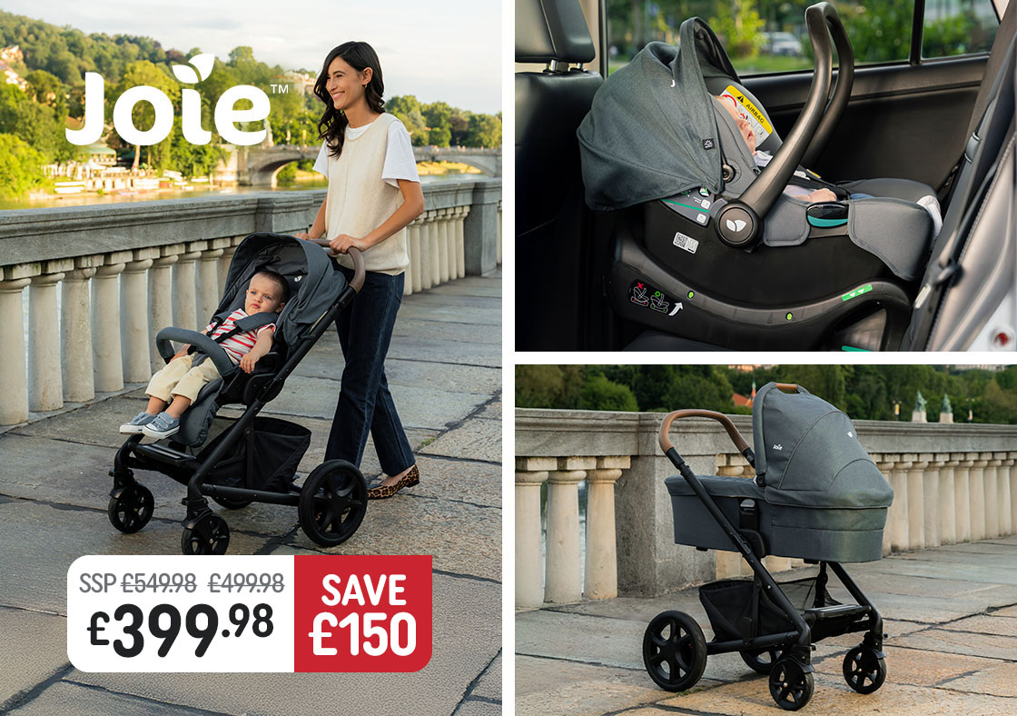 Joie Chrome Deluxe 3-in-1 Travel System with R129 Car Seat and Base Bundle