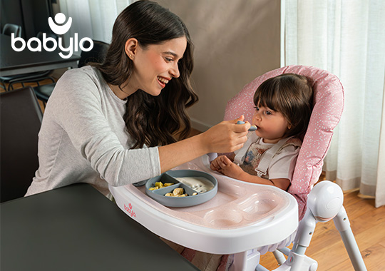 Babylo High Chair Hi Lo Convertible Junior Seat Pink Speckle