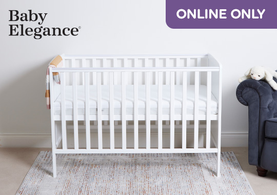 Baby Elegance Elle Cot with Teething Rails Solid Wood White