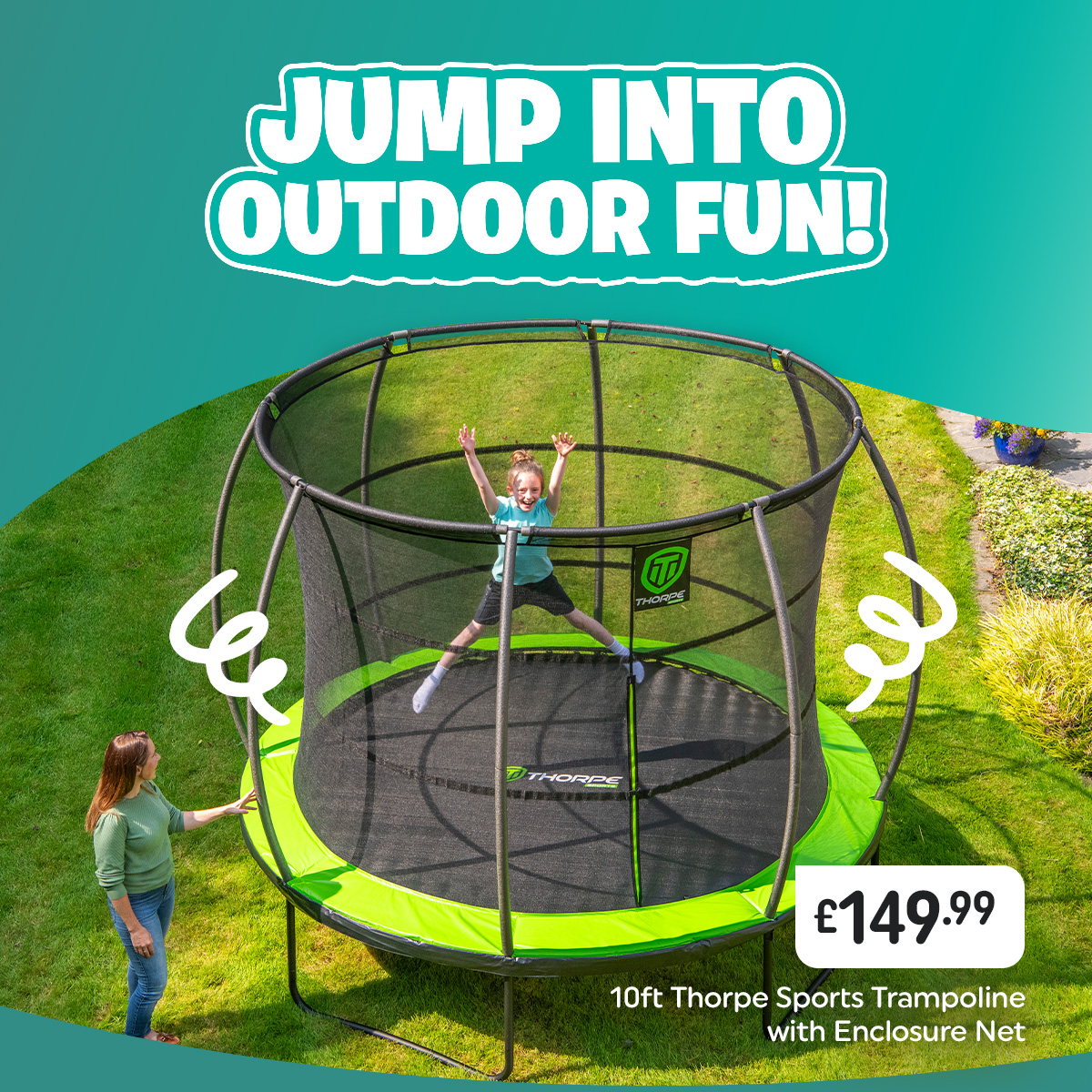 10ft Thorpe Sports Trampoline with Enclosure Net