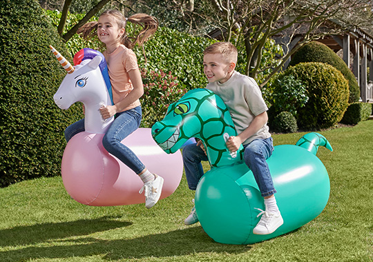 Pocket Play Inflatable Dinosaur and Unicorn Hoppers