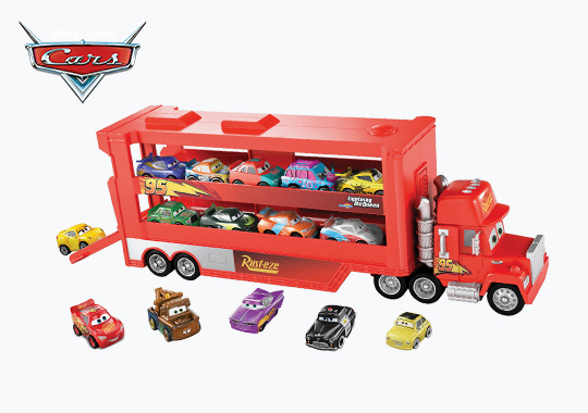 Disney Cars Diecast Mack Mini Racers Hauler Playset with 5 Cars