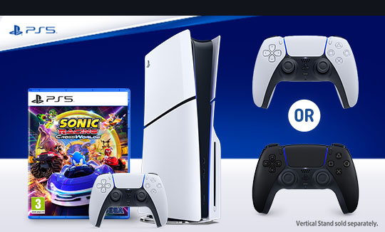 PlayStation 5 Slim Disc Console, Extra DualSense Controller & Sonic Racing: CrossWorlds