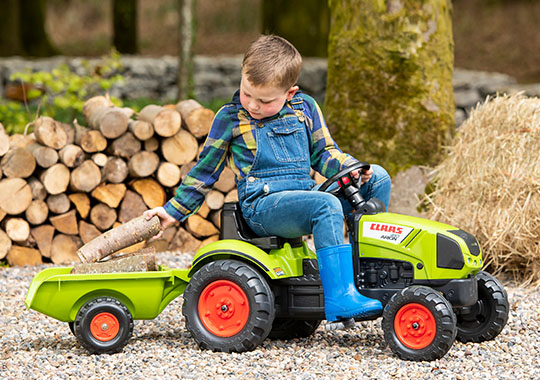 Falk CLAAS Tractor Push-Along Ride On with Trailer