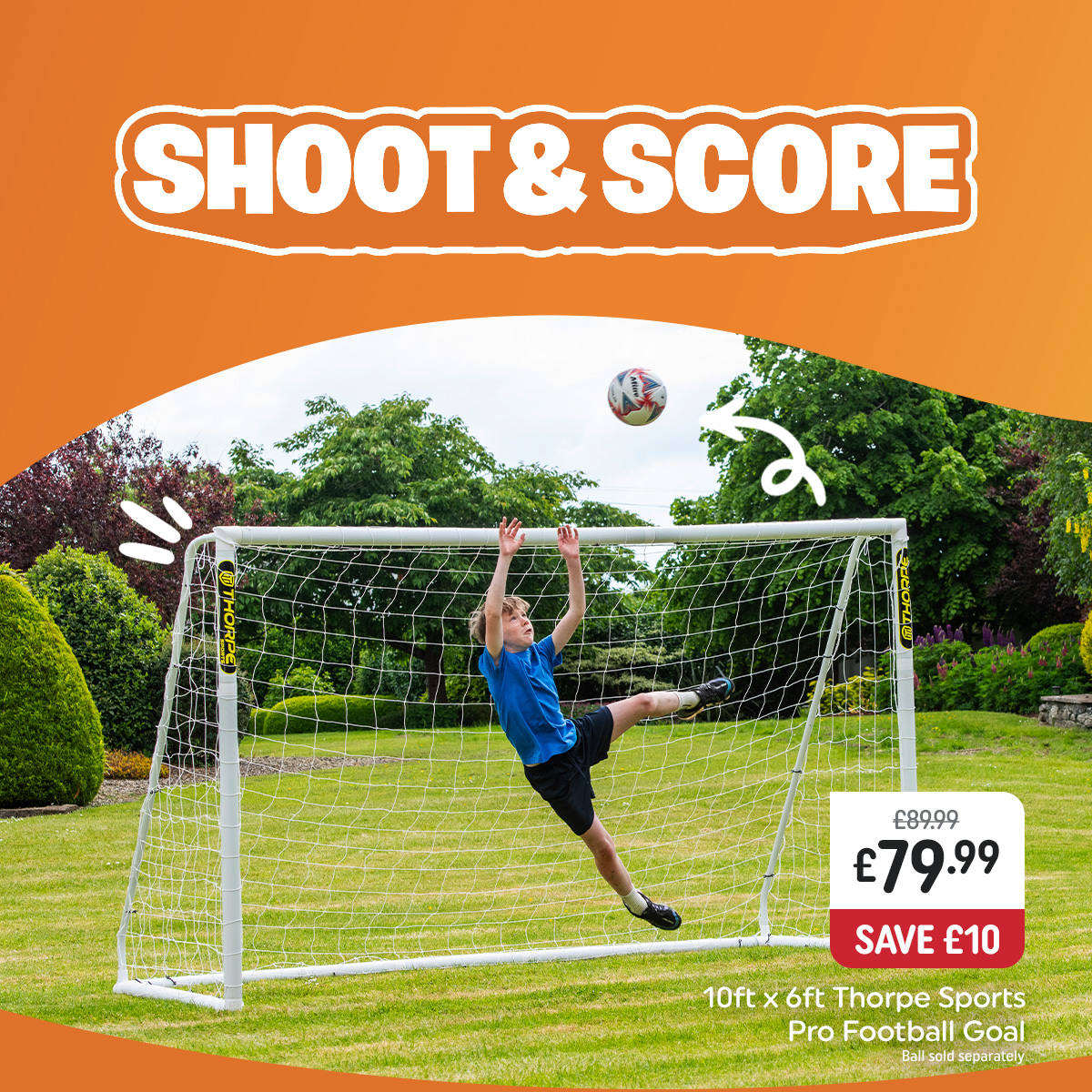 10ft x 6ft Thorpe Sports Pro Football Goal