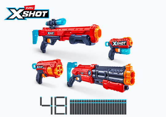 XSHOT by ZURU Excel Ultimate Shootout Blaster 4 Pack with 48 Darts