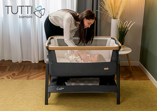 Tutti Bambini CoZee Lite Bedside Crib Grey and Oak