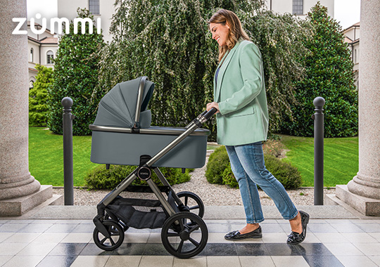 Zummi Zenith 3-in-1 Travel System with EnfaSafe R129 Car Seat Pebble