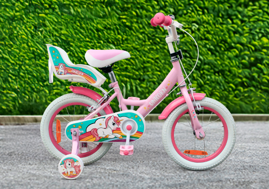 14 Inch Verve Unicorn Bike with Doll Carrier Pink