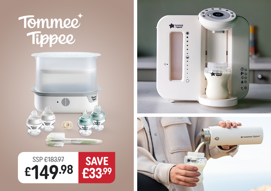 Tommee Tippee Perfect Prep, SuperSteam Steriliser and Go Prep Bundle Complete Feeding Set White 