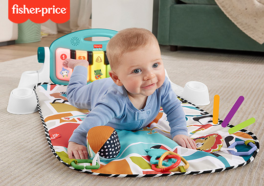 Fisher-Price Glow and Grow Kick & Play Piano Baby Gym Blue