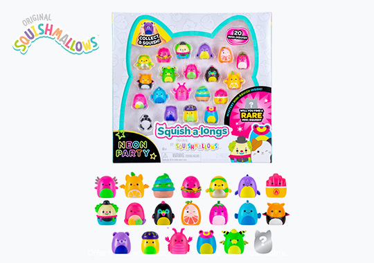 Original Squishmallows Squish-a-Longs Mini-Squish Series 3 Neon Party 20 Pack