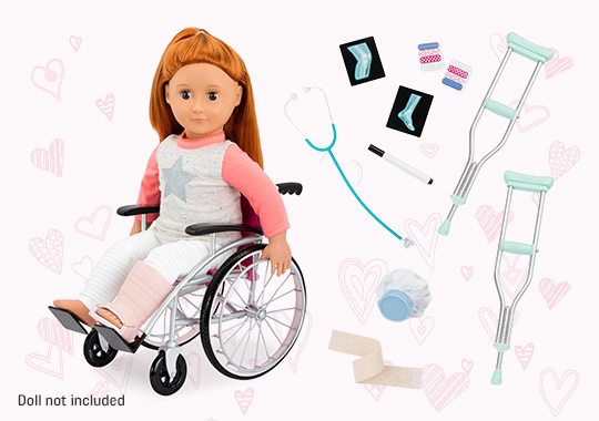 Our Generation Wheelchair and Medical Care Heals on Wheels Accessory Set