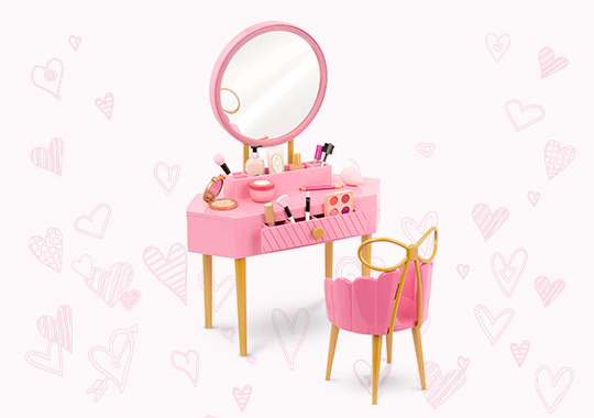 Our Generation Vanity Table and Chair with Accessories Playset