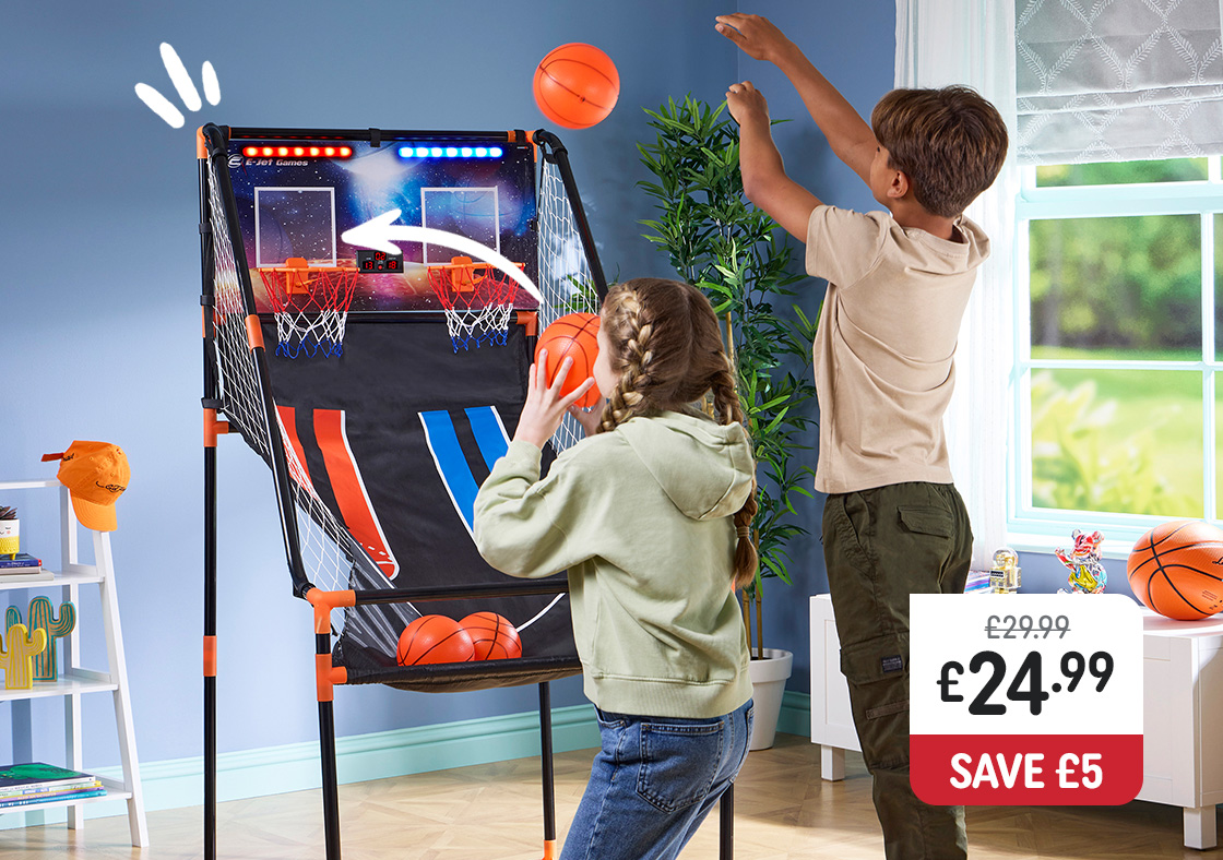 Double Shot Basketball Electronic Arcade Game with Timer
