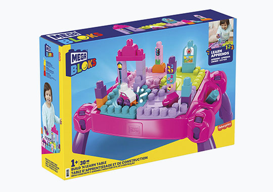 MEGA Bloks Building Blocks Build N Learn Table Pink and Purple