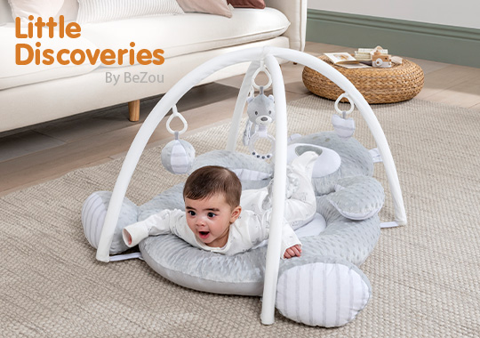 Little Discoveries Plush Bear Baby Gym Grey