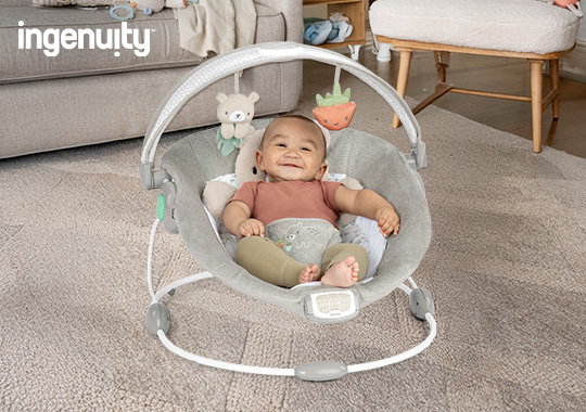 Ingenuity InLighten Baby Bouncer Seat Nate the Little Bear